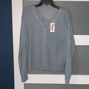 Jessica Simpson Blue Button-Up Sweater